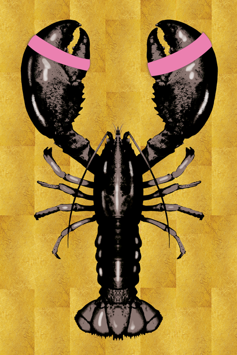 Lobster Pink Bands Verticaal - Plexiglas schilderij