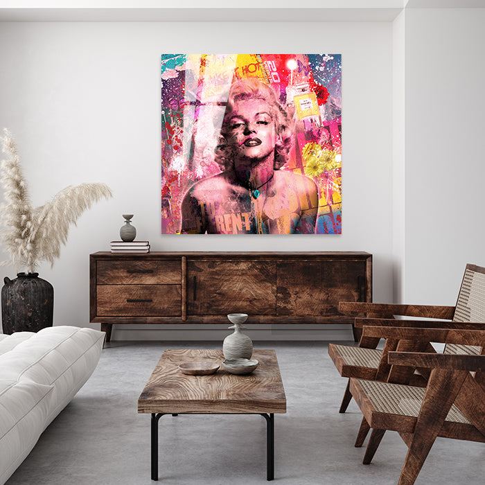 Marilyn kleur - Plexiglas Schilderij