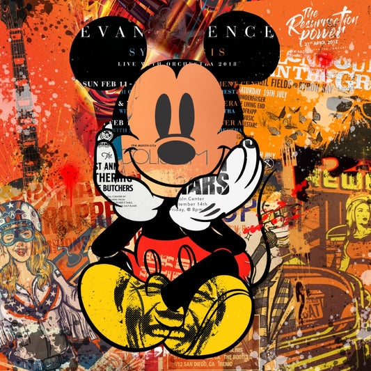 Mickey Mouse Orange  - Plexiglas Schilderij