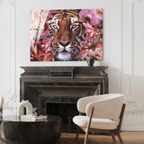 Flower Tiger - Bloemen schilderij- plexiglas schilderij - kunst