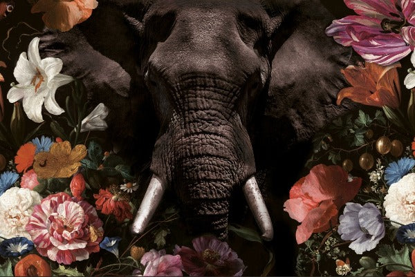 Flower Elephant - Bloemen schilderij- plexiglas schilderij - kunst