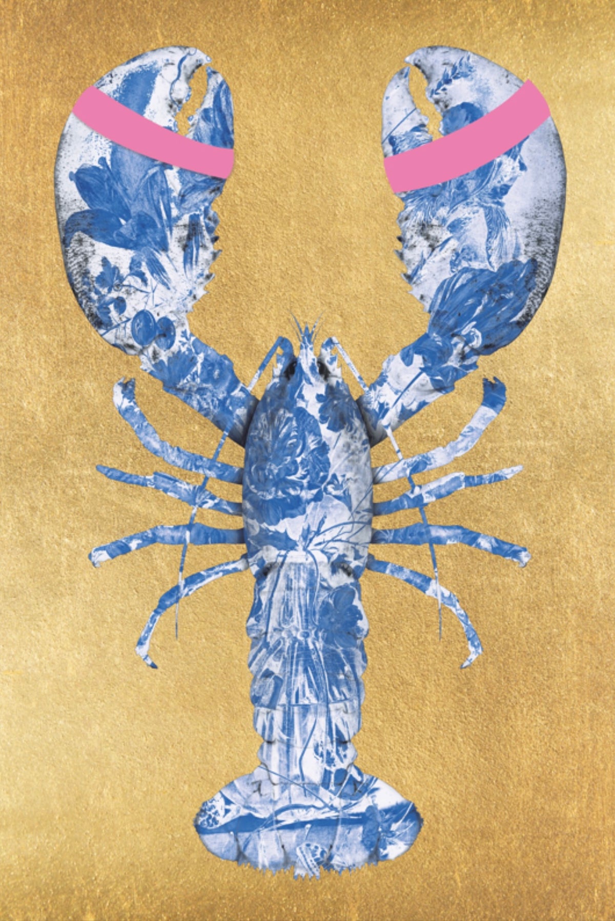 Lobster Royal Blue Pink verticaal - Plexiglas schilderij